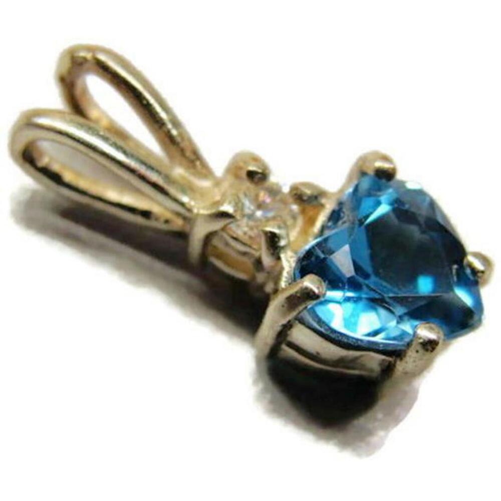Tiny Cubic Zirconia Blue Heart Pendant Charm Vintage Sterling Silver 925 - Picture 12 of 12